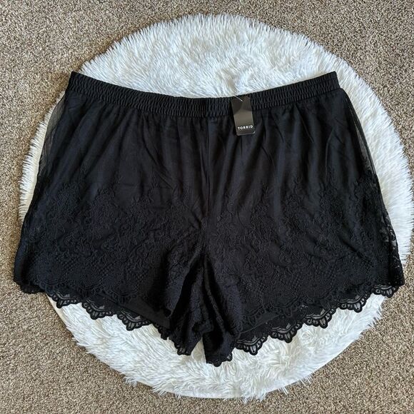 Torrid Lace Shorts New Pull On Black Womens Size 3X - Picture 1 of 6